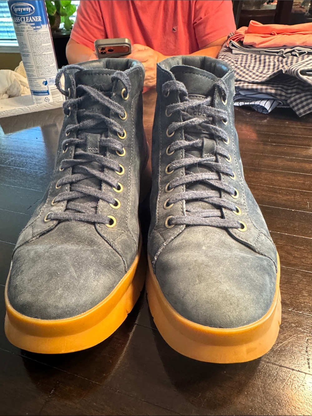 Men's  Cole Haan Suede Blue Pinch Chukka Boots with Gum Sole